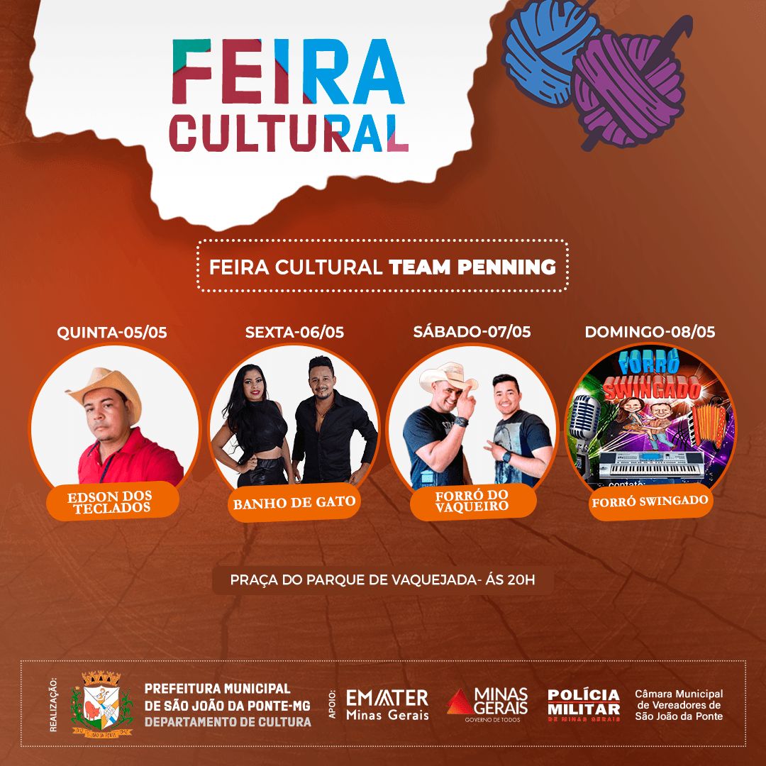 Programação especial da Feira Cultural do 5º Grande Team Penning de São João da Ponte!